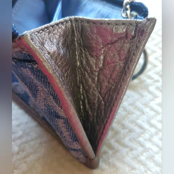 Coach Poppy Wordblock Denim Card Case/Wristlet - Picture 7 of 14